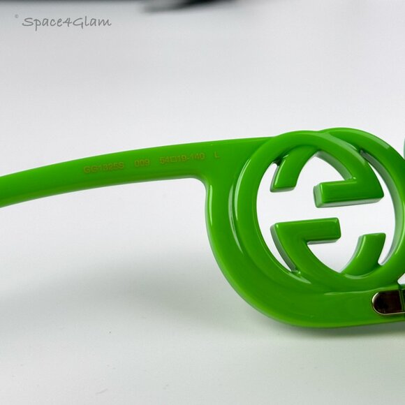 BRAND NEW Gucci GG1325S 009 Acid Green Grey Rectangle Unisex Sunglasses - Picture 7 of 10